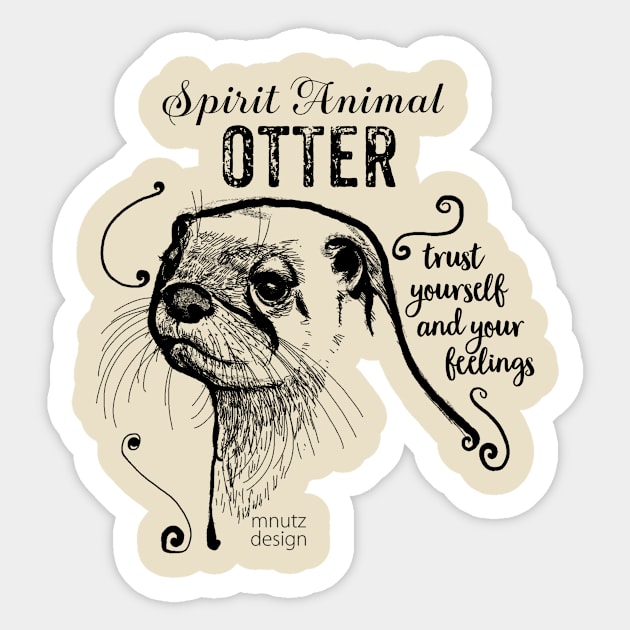 Spirit animal - Otter black Sticker by mnutz